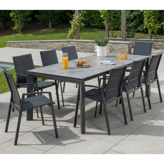 Ensemble table et chaises de jardin  - gris - NAPLINEA