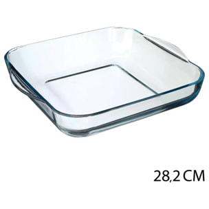 Plat carré 29x29cm transparent en verre