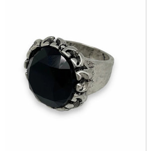 Anillo solitario Daiya plata cristal negro T15