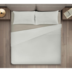 COMPLETO LENZUOLA LETTO SINGOLO TINTA UNITA BICOLOR BEIGE