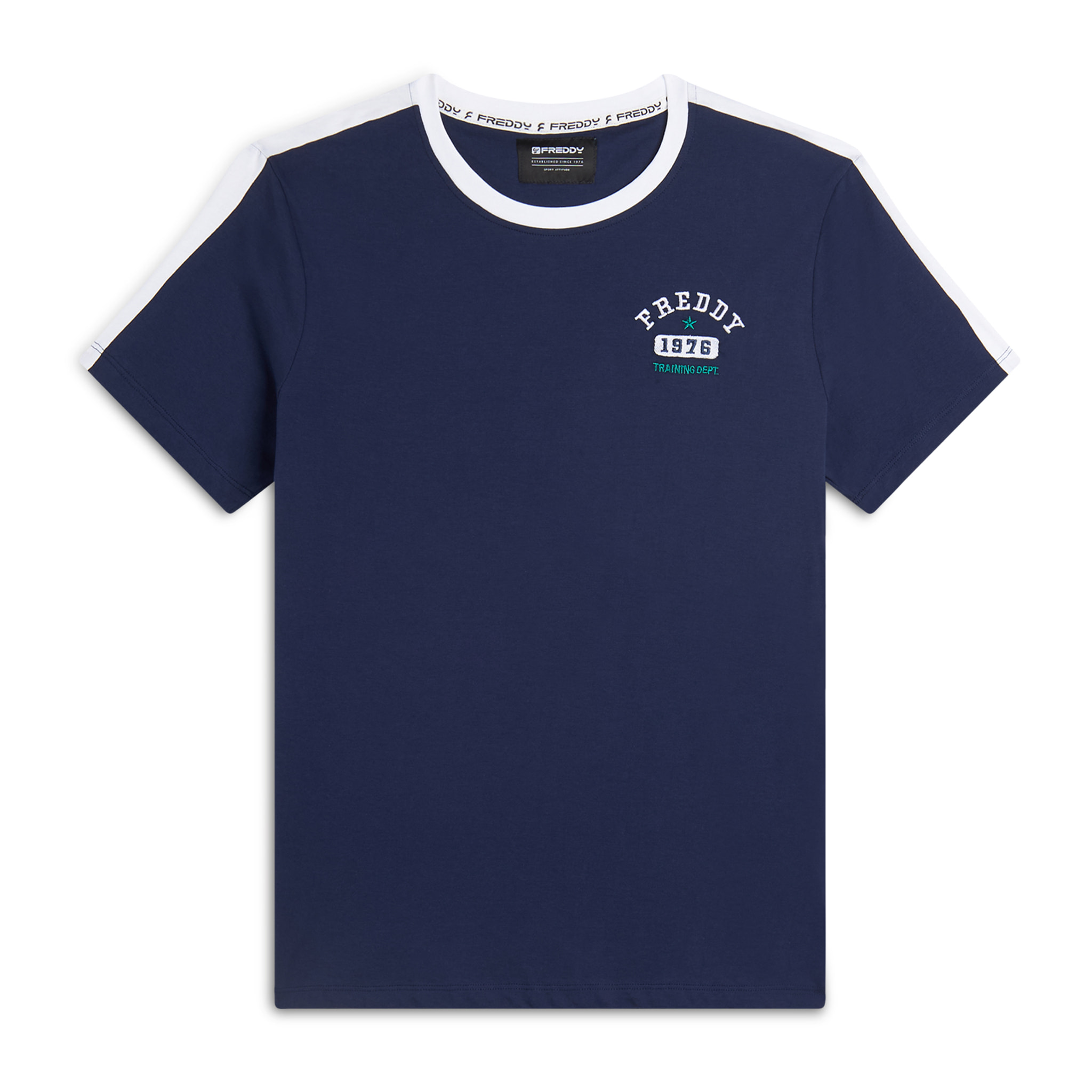 T-shirt uomo con dettagli a contrasto e logo stile college