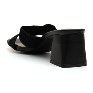 Sabot cross-strap in tessuto - NERO
