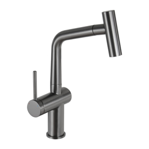 Timeless mitigeur d'évier à levier en acier inoxydable avec douchette extractible, monotrou, gun metal brossé (TMLKF185BGM)
