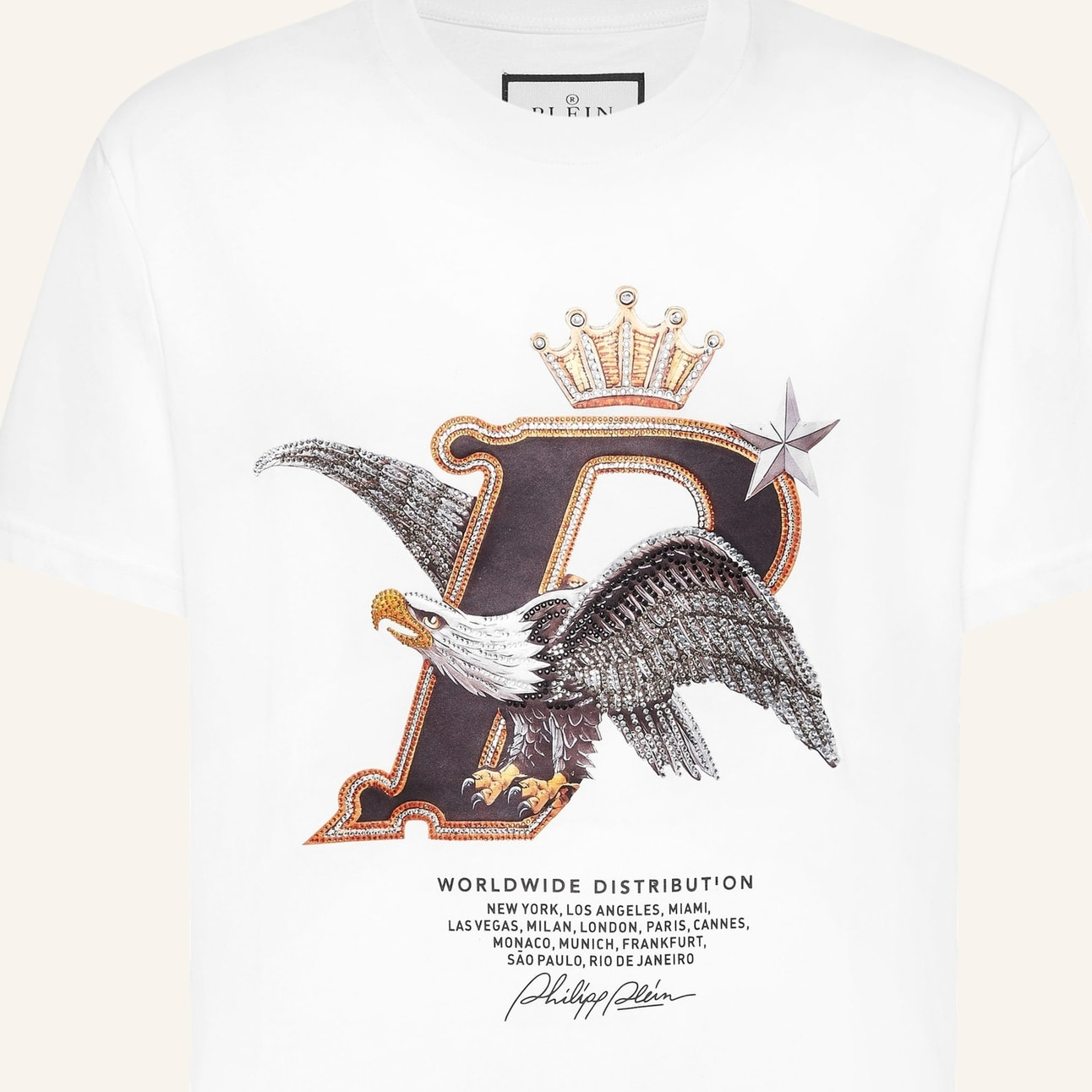PHILIPP PLEIN Camiseta de cuello redondo y manga corta EAGLE