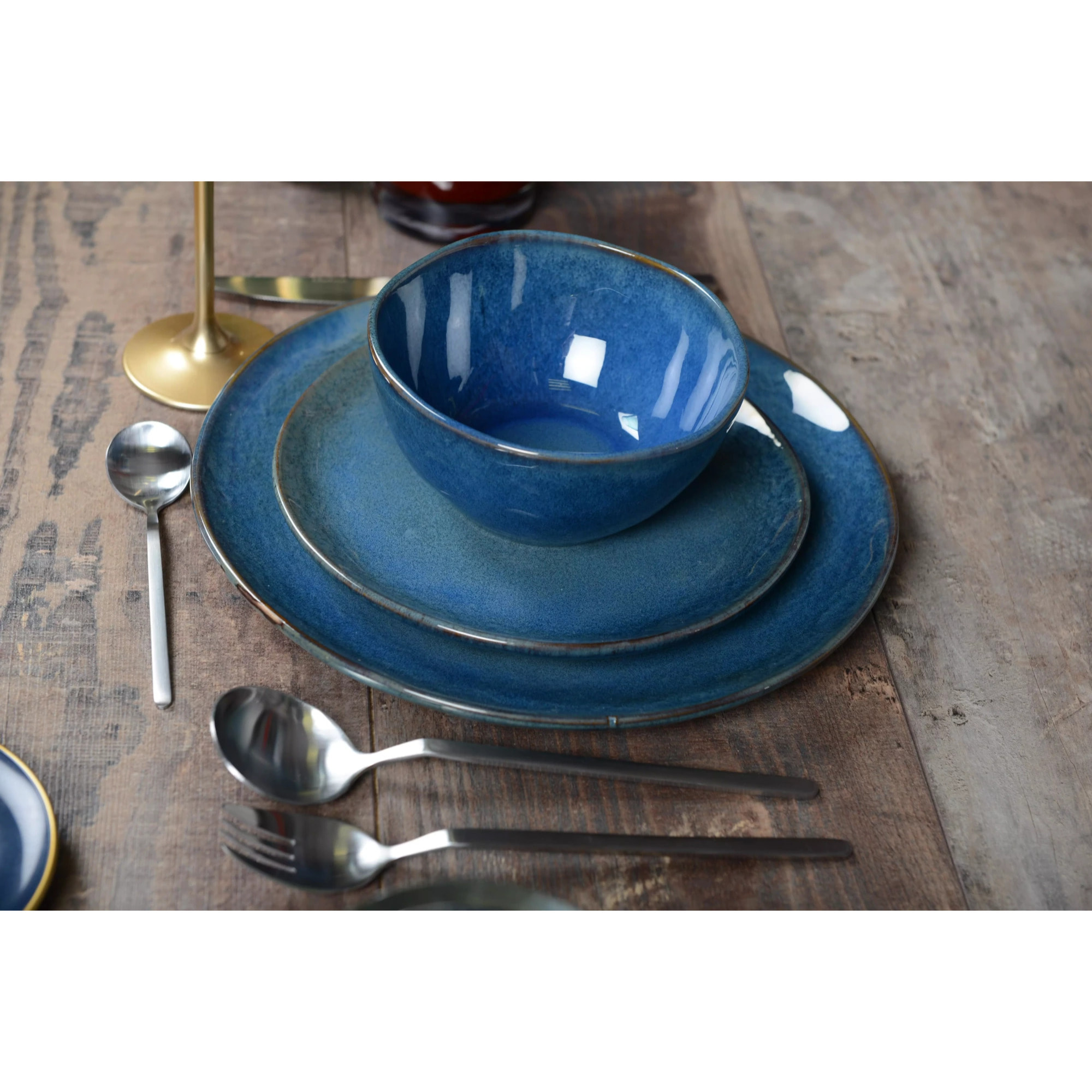 Lot de 6 Assiette plate bleu