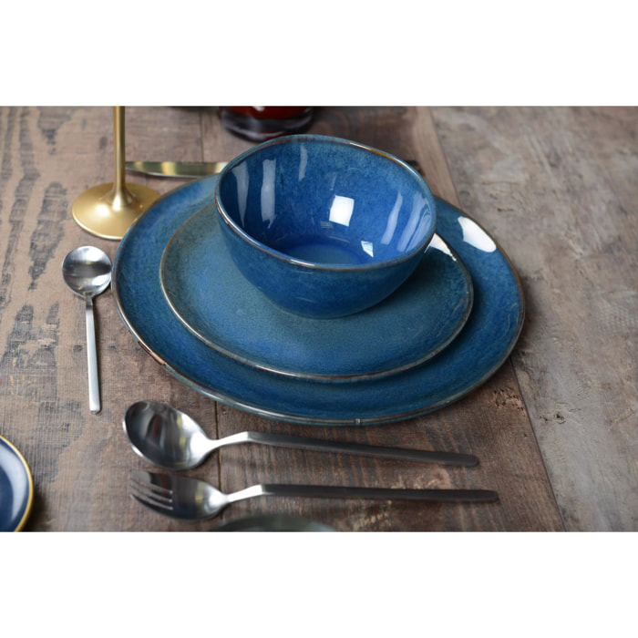 Lot de 6 Assiette plate bleu