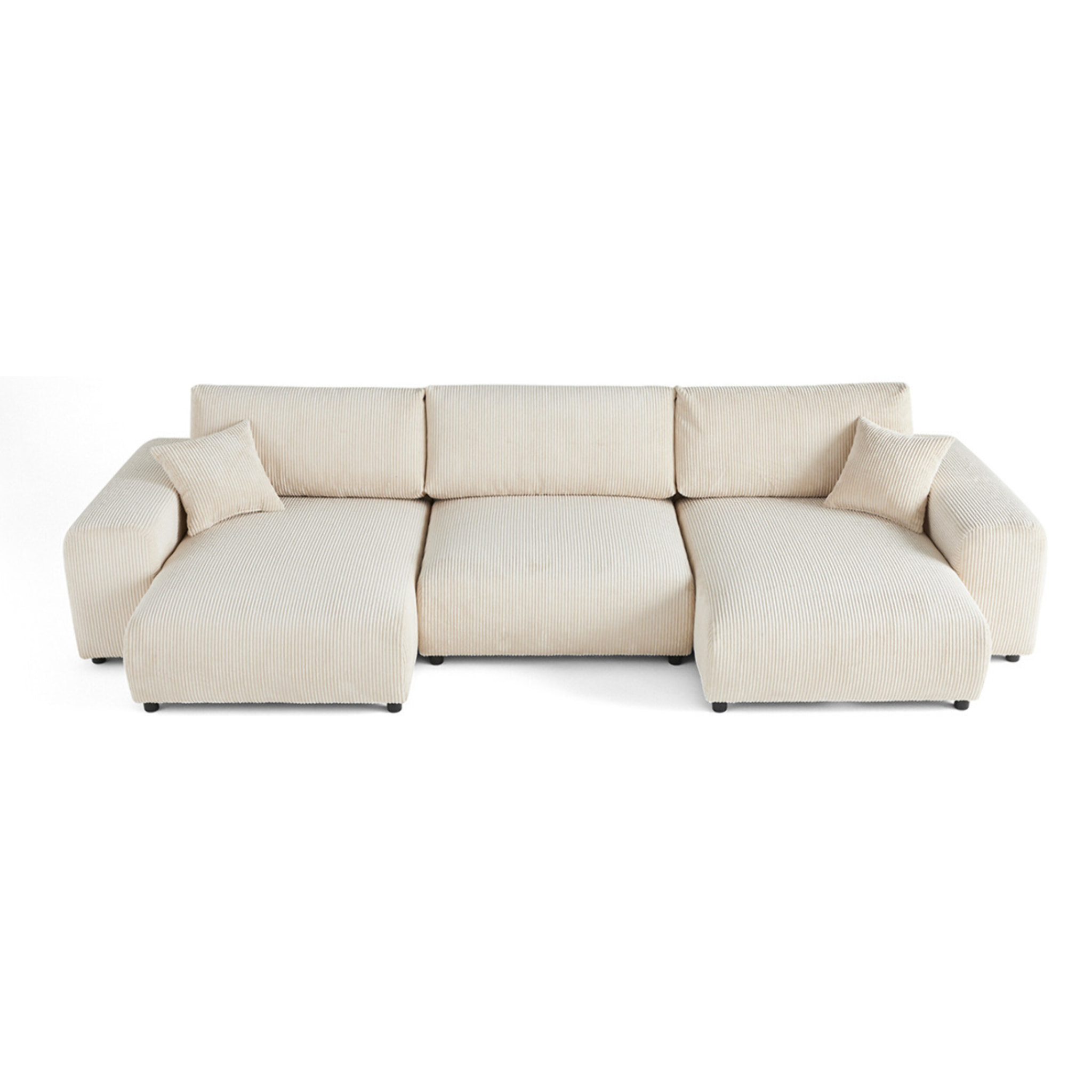 Garance - canapé panoramique en U - 7 places - en velours côtelé - Beige