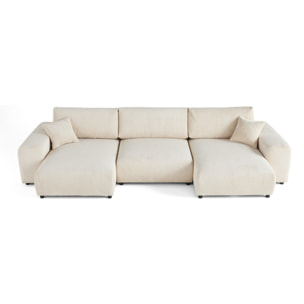 Garance - canapé panoramique en U - 7 places - en velours côtelé - Beige