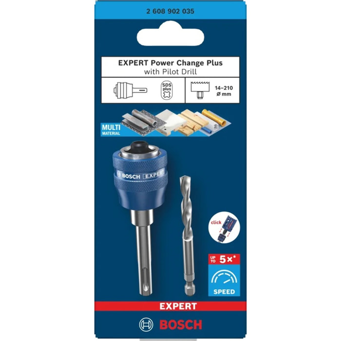 Adaptateur pour scie cloche Powerchange SDS-Plus avec foret central HSS-G 7,15 x 45 x 85 mm - BOSCH - 2608902035