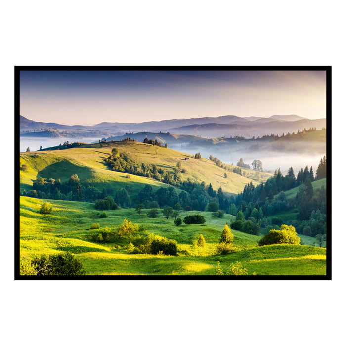 Affiche encadrée paysage champ au coucher du soleil Affiche + cadre en métal - Noir