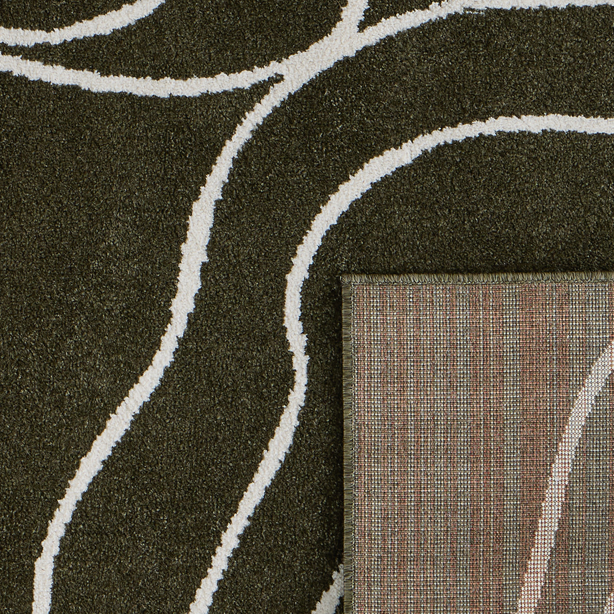 SANTAL - Tapis de salon vert à motif floral