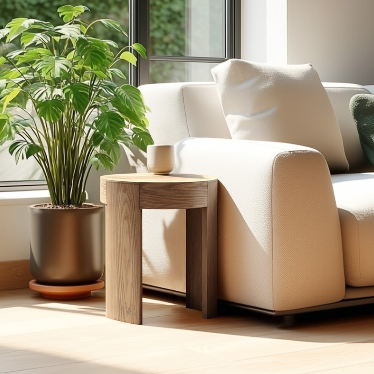 ELLA - Table d'appoint ronde D50cm couleur naturelle design arrondi