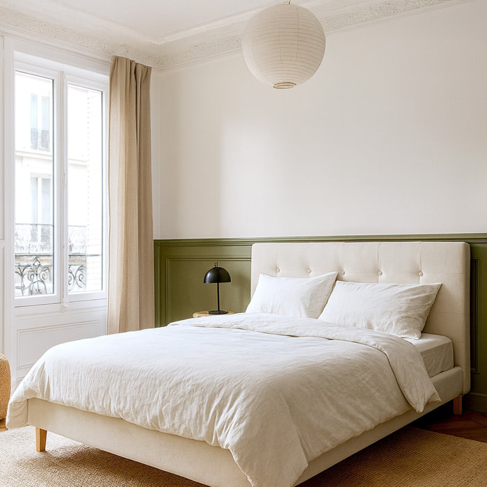 Lit avec tête de lit en velours - MILO