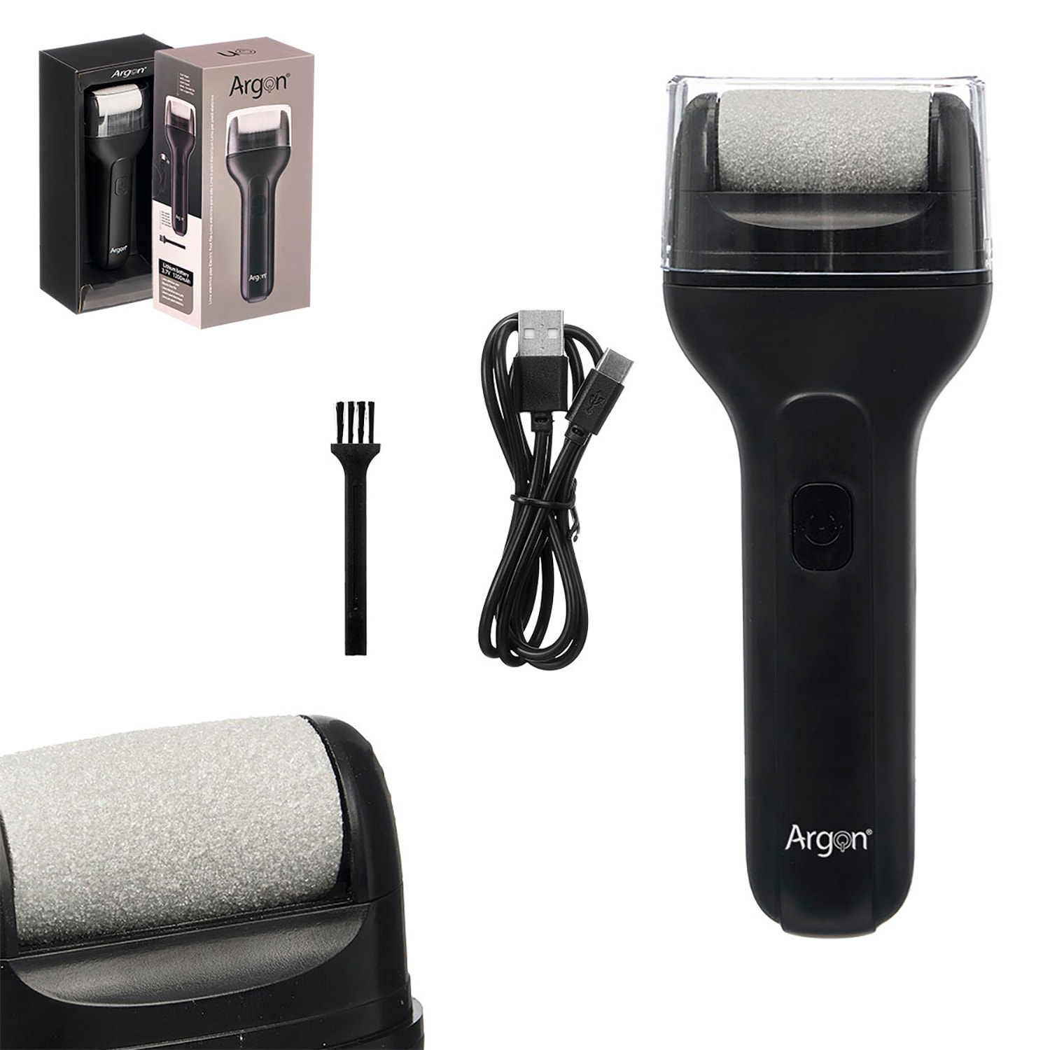 Lima electrica negra para pies. Con batería recargable de 1200mah.