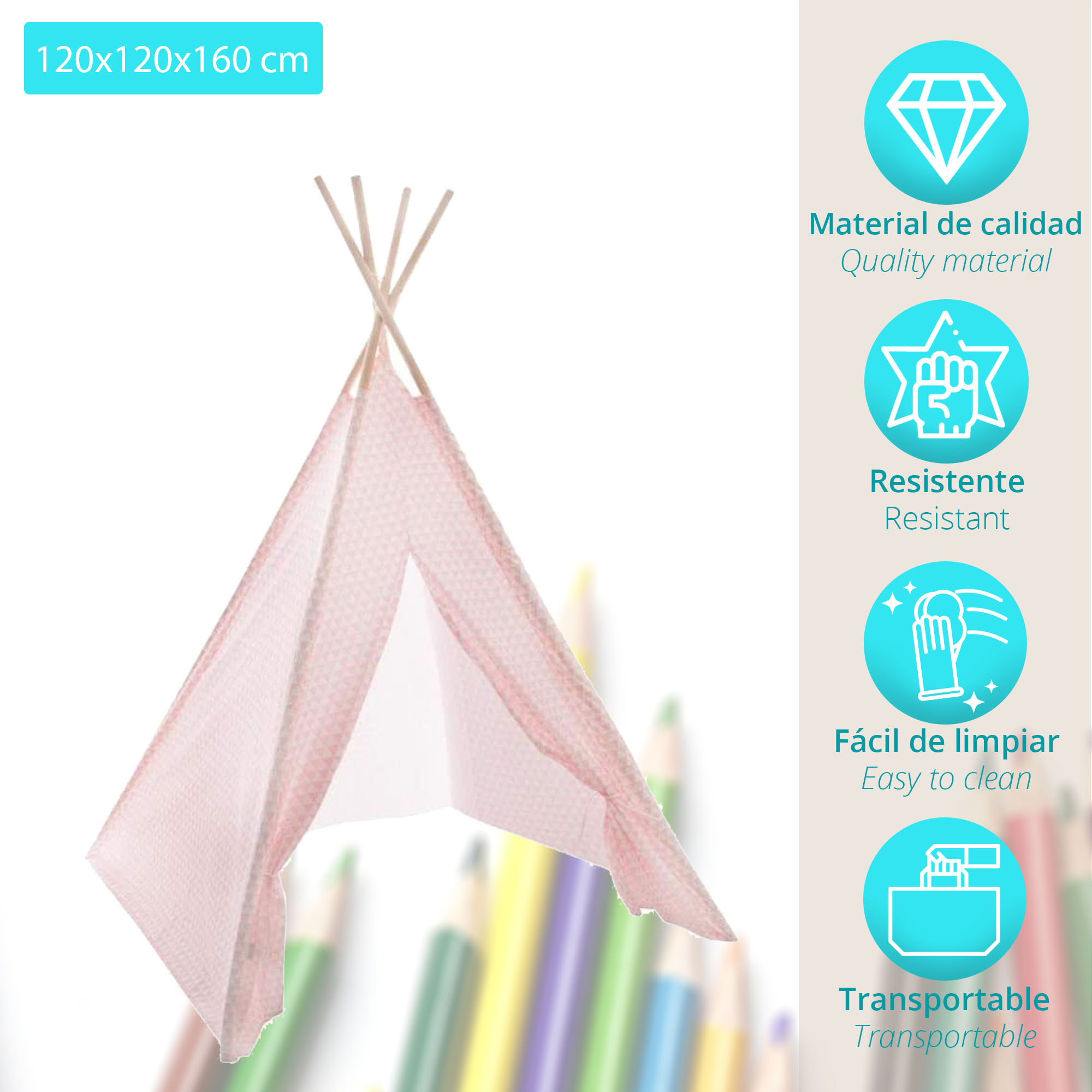 Tipi infantil rosa H160