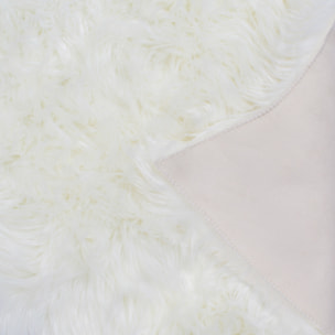 Cocooning - Tapis fausse fourrure blanc imitation peau de mouton