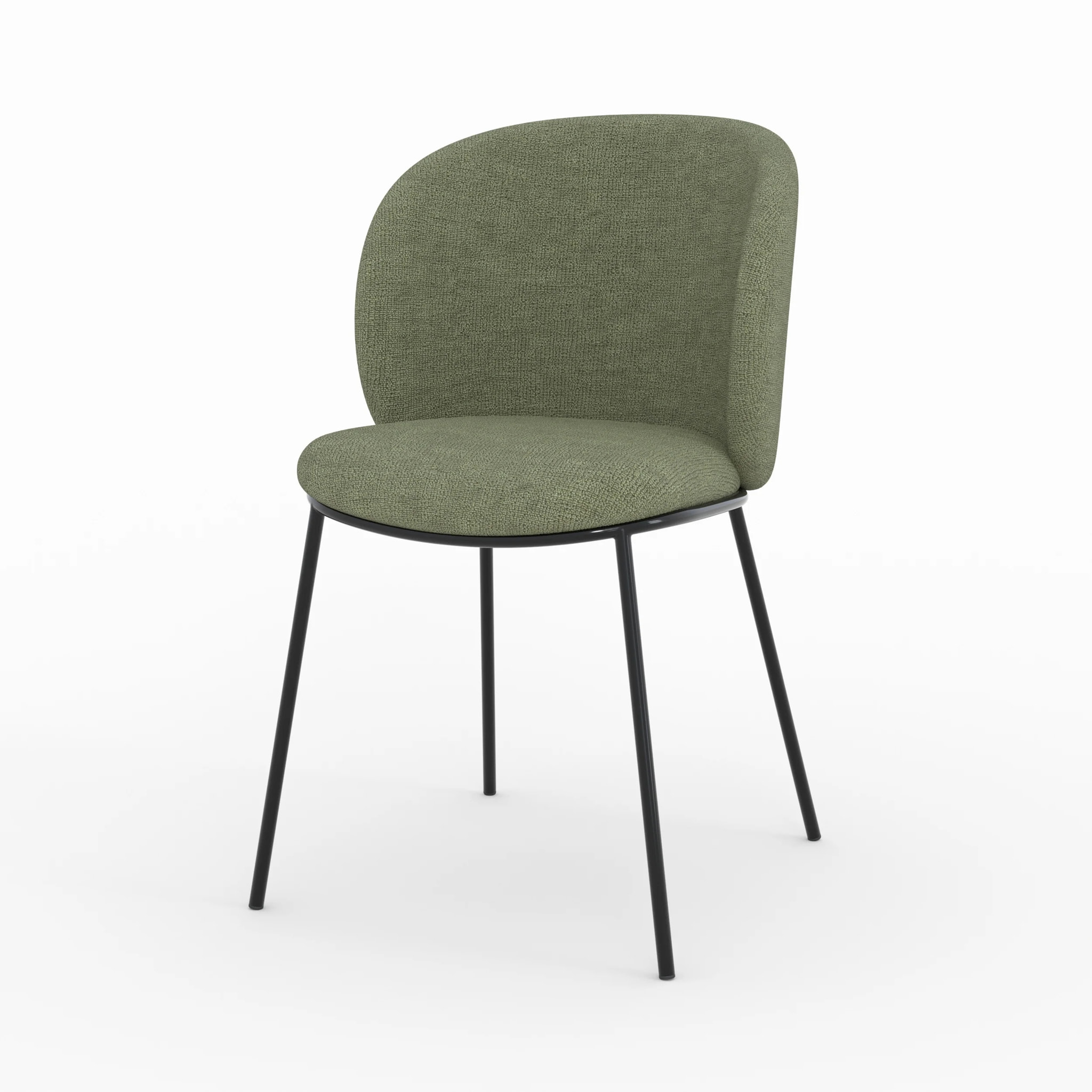 Lot de 2 chaises en tissu vert kaki, pieds métal noir - Bulle