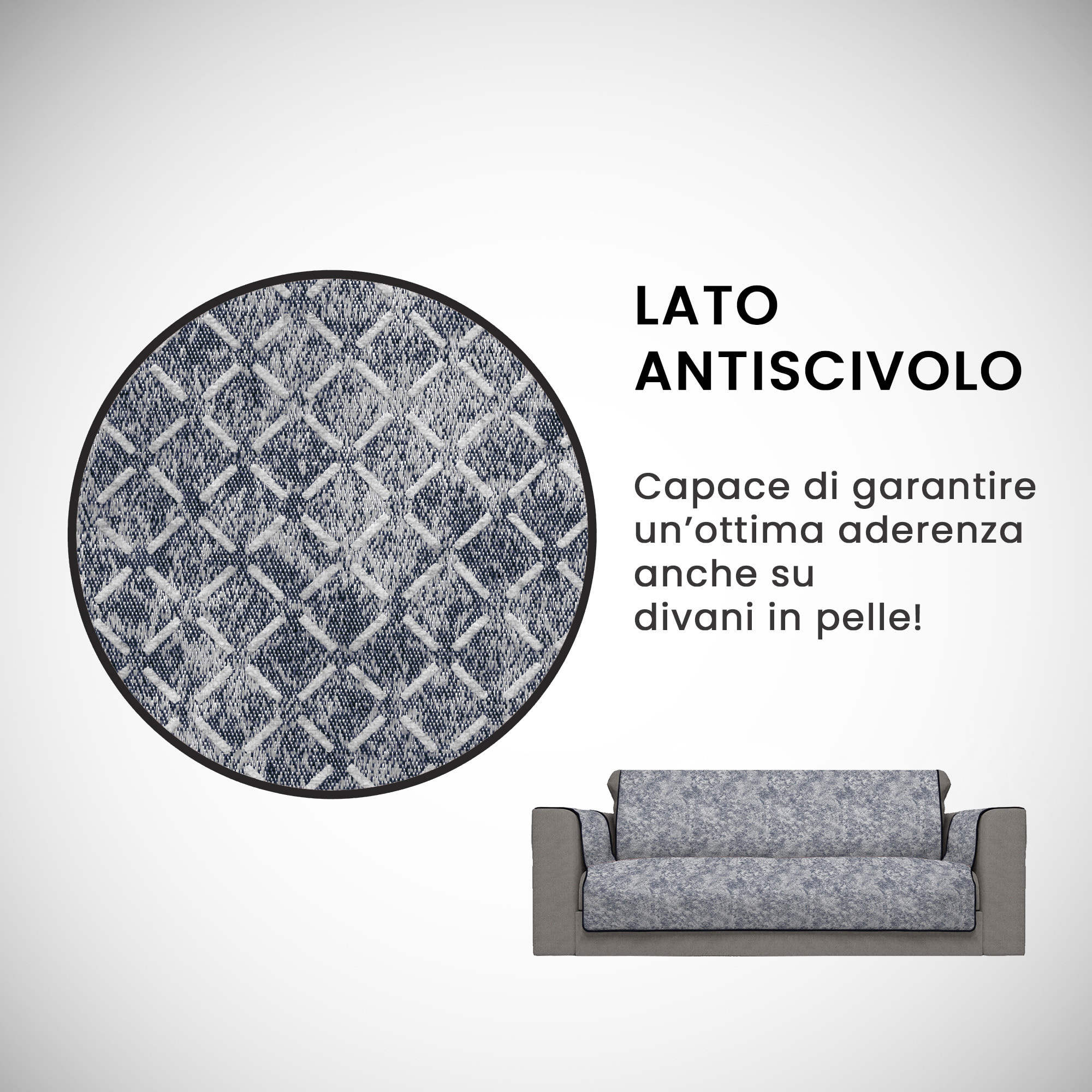 COPRIDIVANO ANTISCIVOLO GLAMOUR MADE IN ITALY - BLU SCURO