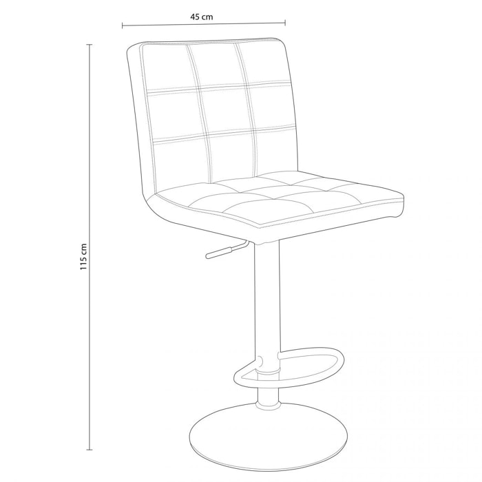 Taburete con altura ajustable en negro 45x115 cm Pub Negro