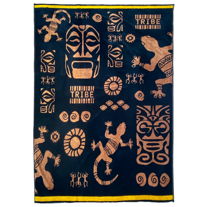 Serviette de plage éponge velours Jacquard Tribalta 140x180 400g/m²