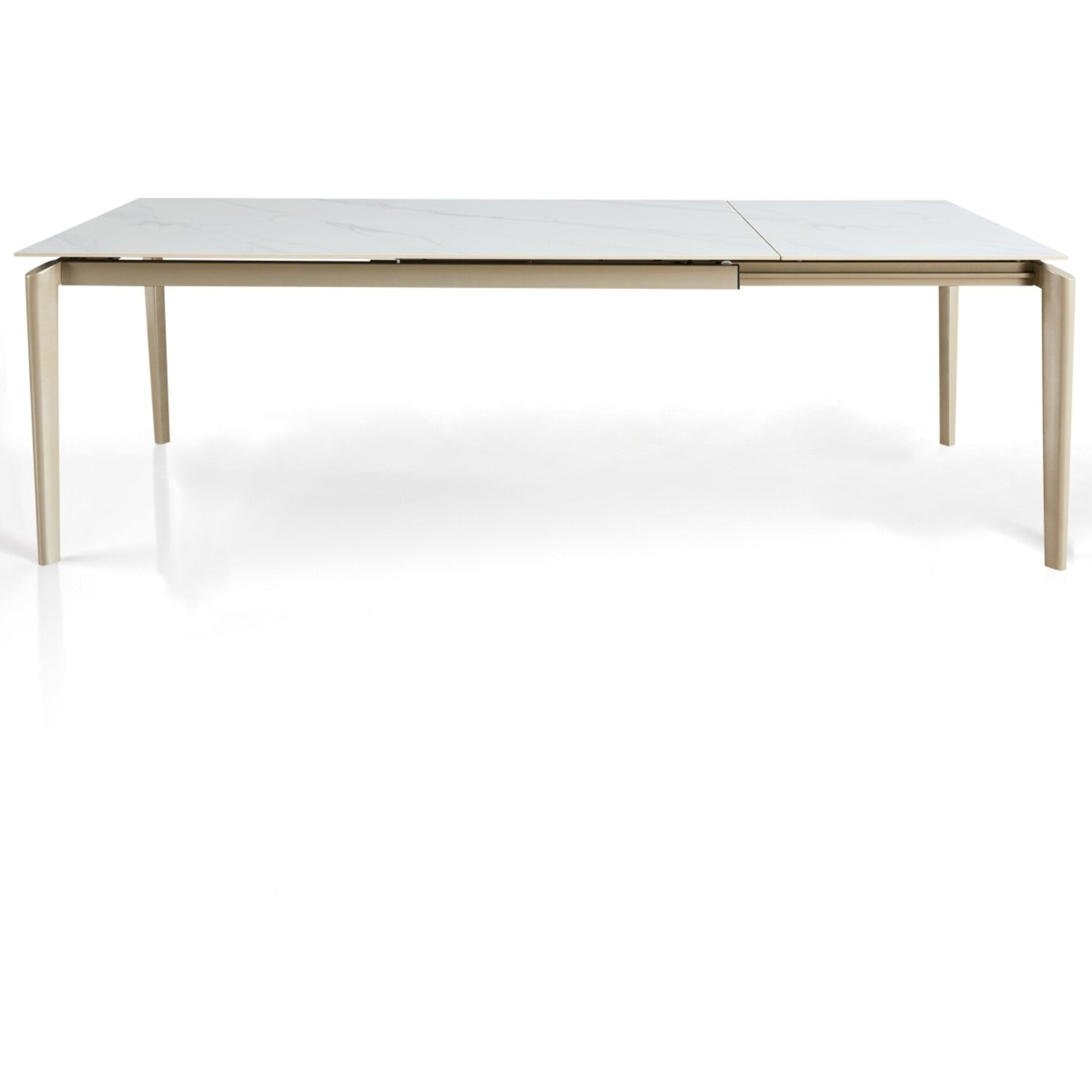 Table à manger extensible Tomasucci WIDE, en céramique effet marbre blanc, 160/220 × 90 × 77,5 cm