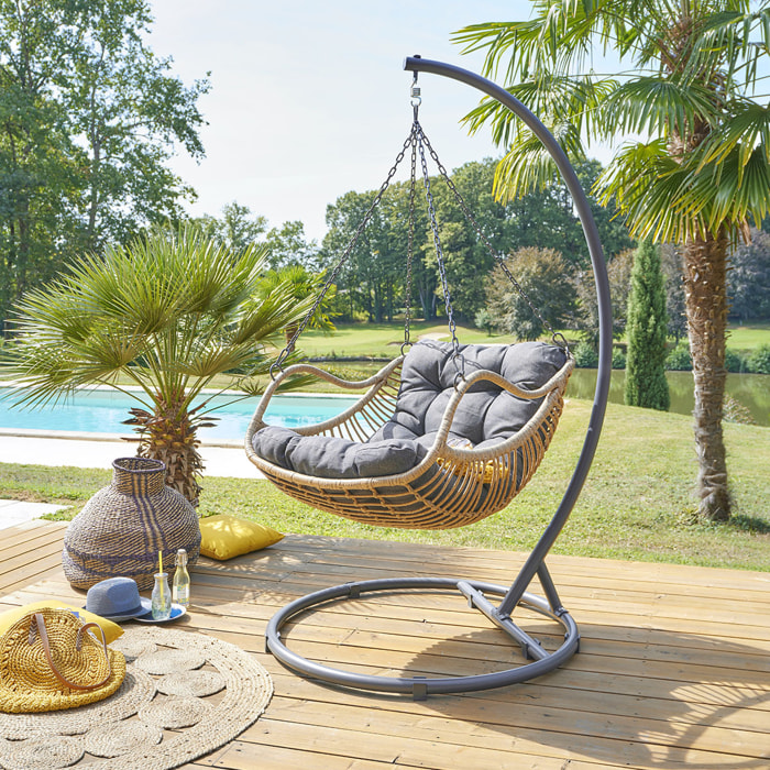 Fauteuil œuf suspendu "Gibraltar" ardoise en acier traité en epoxy