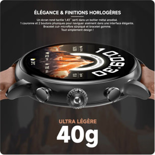 Montre connectée ECHO Rainbow Voyager Noir Silicone+MarronCuir