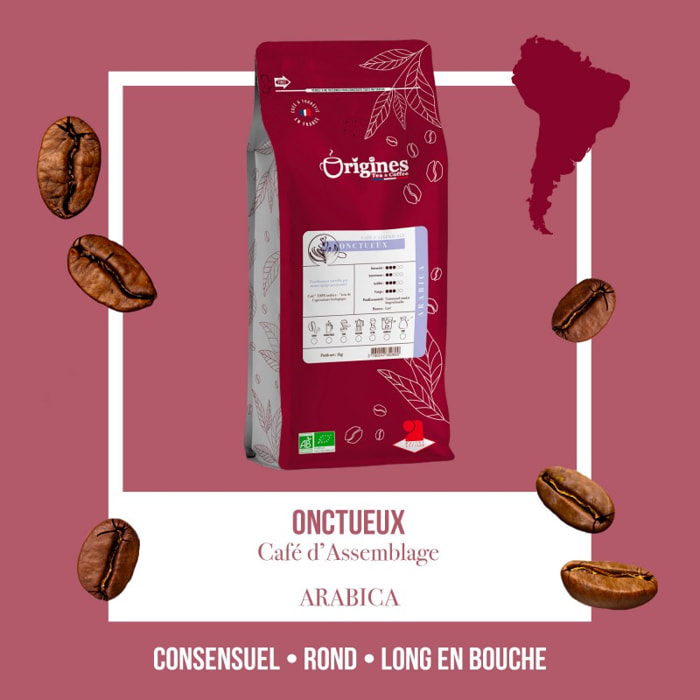 Café Bio L'Onctueux - Blend Pur Arabica - Grain 1 kg