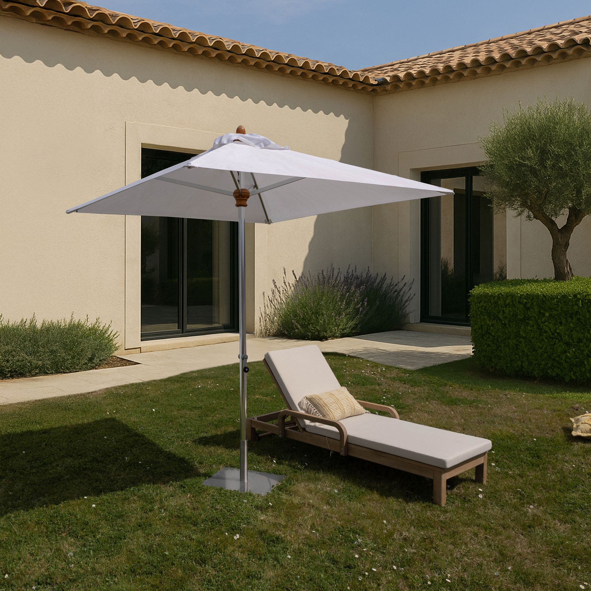 Parasol en aluminium et toile blanc 200cm COMETE