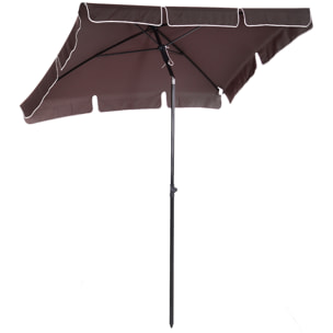 Parasol rectangulaire inclinable alu acier polyester haute densité diamètre 2 m chocolat