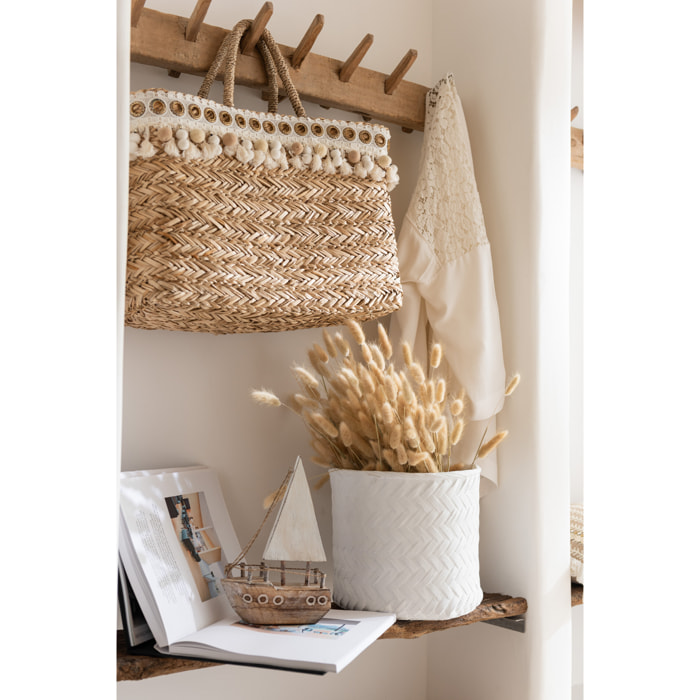 J-Line cache-pot Imitation Tissage - ciment - banc - large - Ø 25 cm