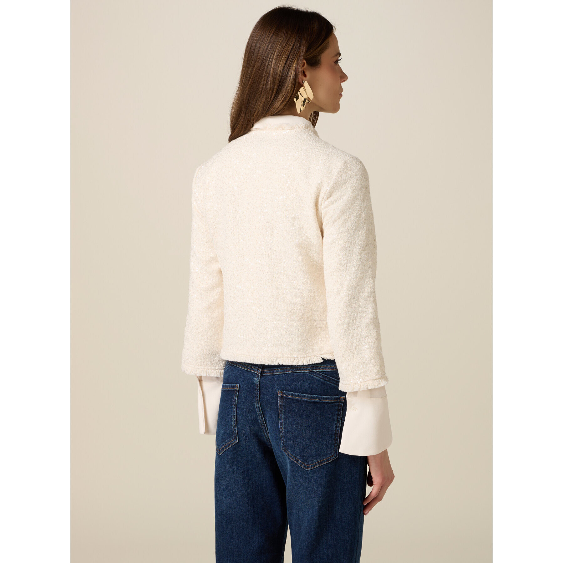 Oltre - Giacca corta con paillettes - Bianco