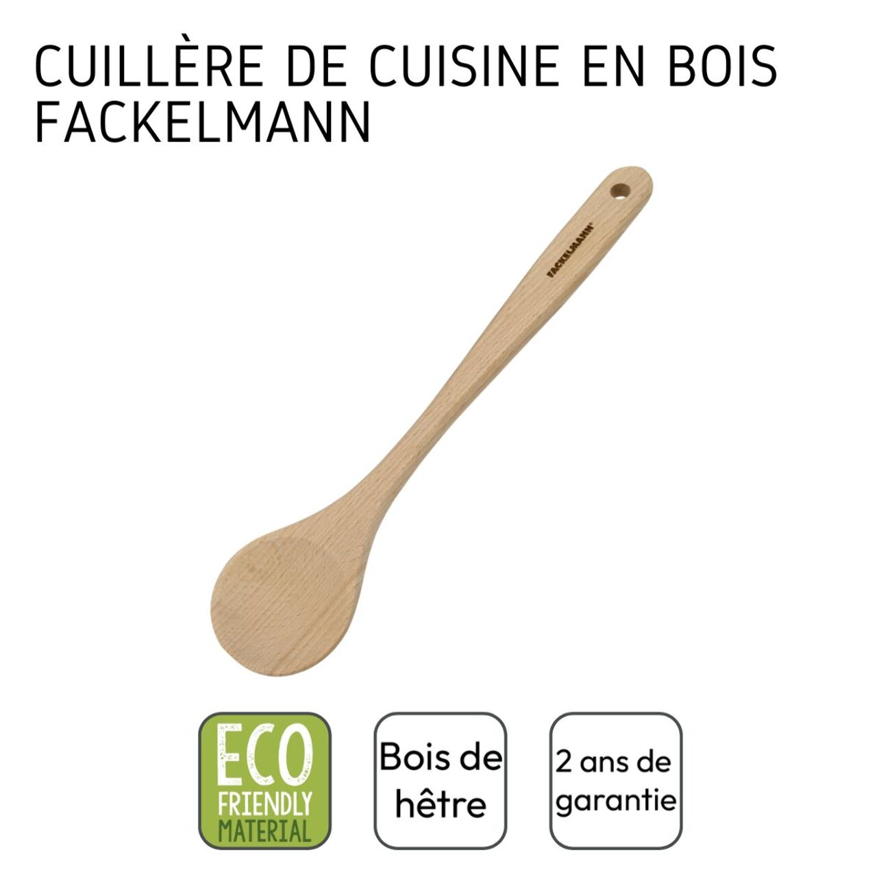 Ensemble de 2 Cuillères de cuisine en bois FSC Fackelmann Eco Friendly