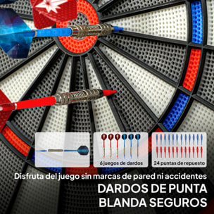 Diana Electrónica con 6 Dardos y 24 Puntas Blandas, Pantalla LED para 8 Jugadores, Diana de Dardos de Pared con 34 Juegos y 2235 Programas para Niños y Adultos, Fiestas y Familia