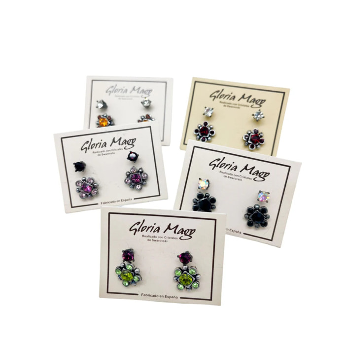 Pack 2 pares pendientes cristal SW y plata 10µ. C2