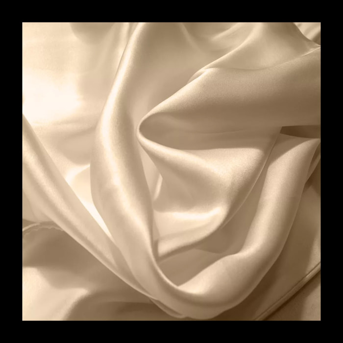 Taie d'oreiller soie uni beige Jouvence champagne